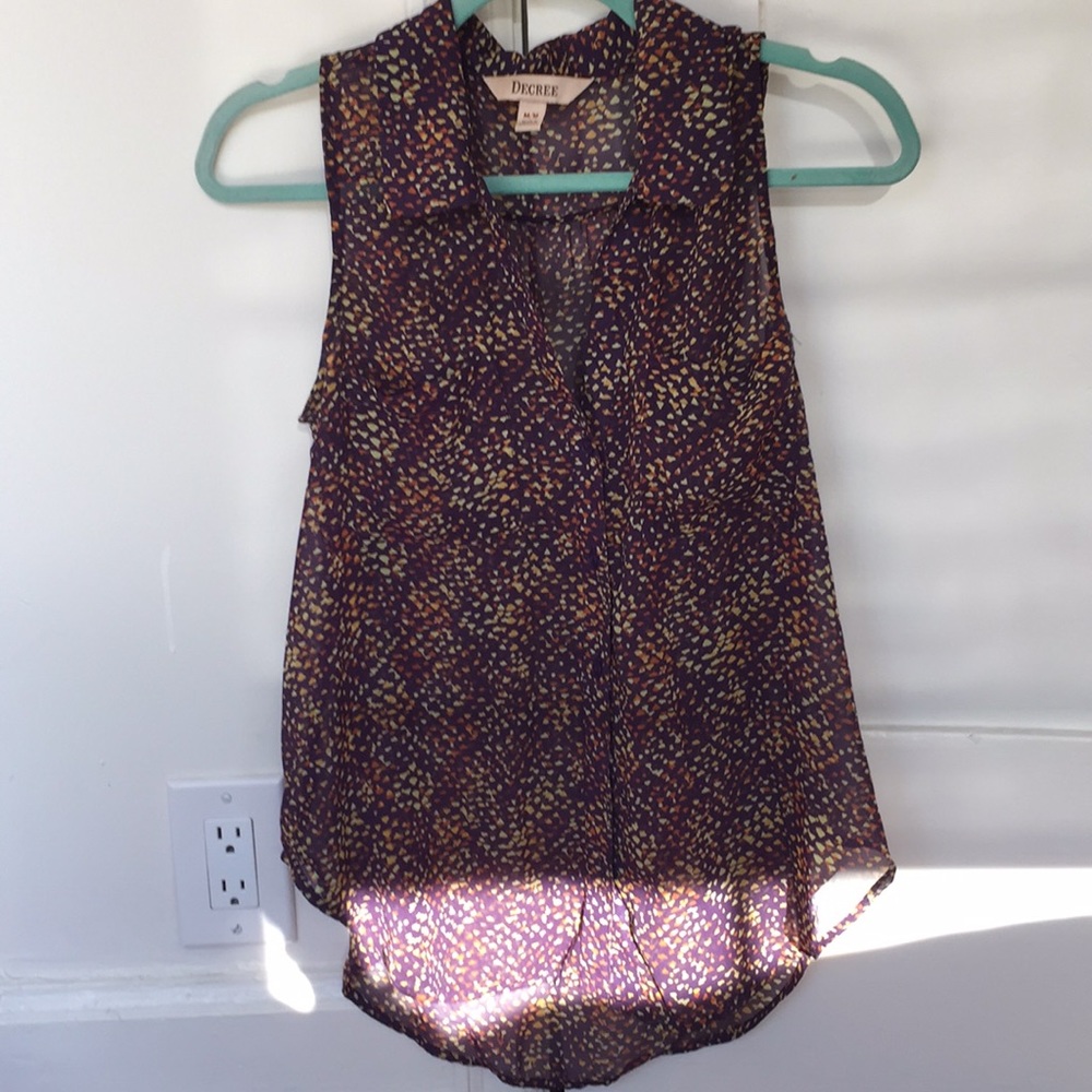 Decree Button Down See Through Pattern Top